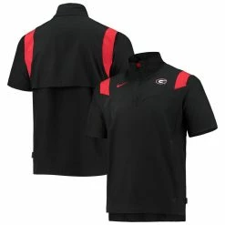 Nike Men's Black Georgia Bulldogs 2021 Coaches Short Sleeve Quarter-Zip Jacket