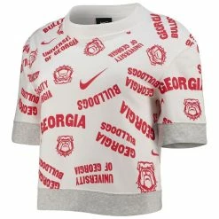 Nike Women's White/Heathered Gray Georgia Bulldogs Allover Print Trend Cropped Tri-Blend T-Shirt -Nike Sales DSCO1136793354 3550 ALT2