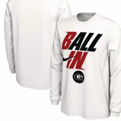 Nike Men's White Georgia Bulldogs Ball In Bench Long Sleeve T-Shirt