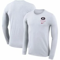 Nike Men's White Georgia Bulldogs Logo Stack Legend Performance Long Sleeve T-Shirt