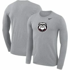 Nike Men's Heathered Gray Georgia Bulldogs Secondary School Logo Legend Performance Long Sleeve T-Shirt