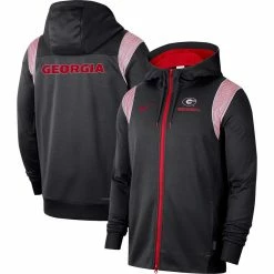 Nike Men's Black Georgia Bulldogs 2022 Sideline Lockup Performance Full-Zip Hoodie Jacket