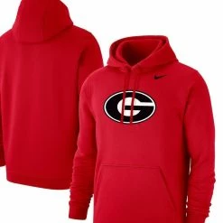Nike Men's Red Georgia Bulldogs Primary Logo Club Pullover Hoodie