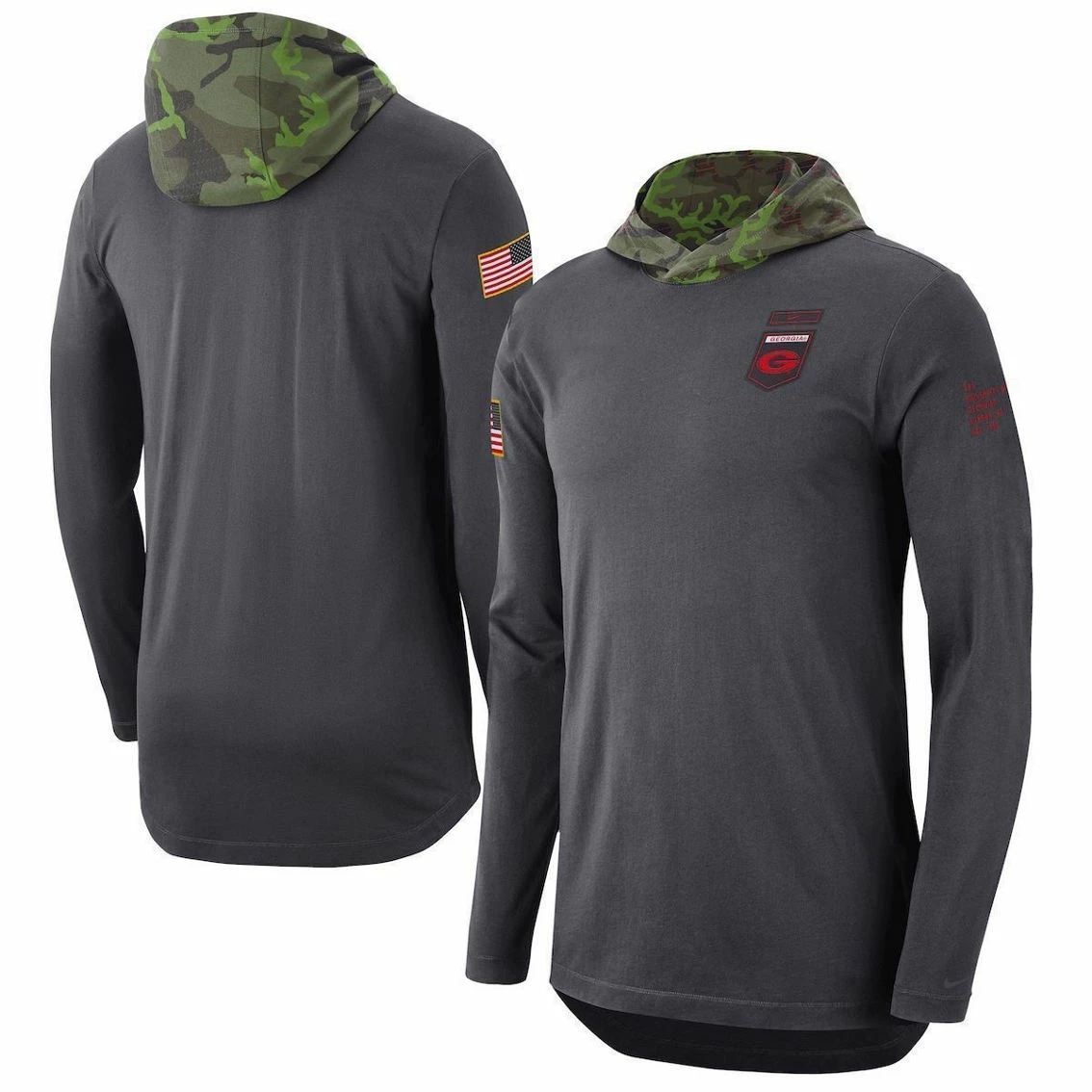Nike Men's Anthracite Georgia Bulldogs Military Long Sleeve Hoodie T-Shirt 2 Nike Men's Anthracite Georgia Bulldogs Military Long Sleeve Hoodie T-Shirt - Image 2