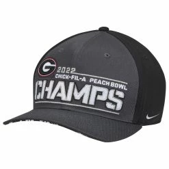 Nike Men's Black Georgia Bulldogs College Football Playoff 2022 Peach Bowl S Locker Room CL99 Adjustable Hat
