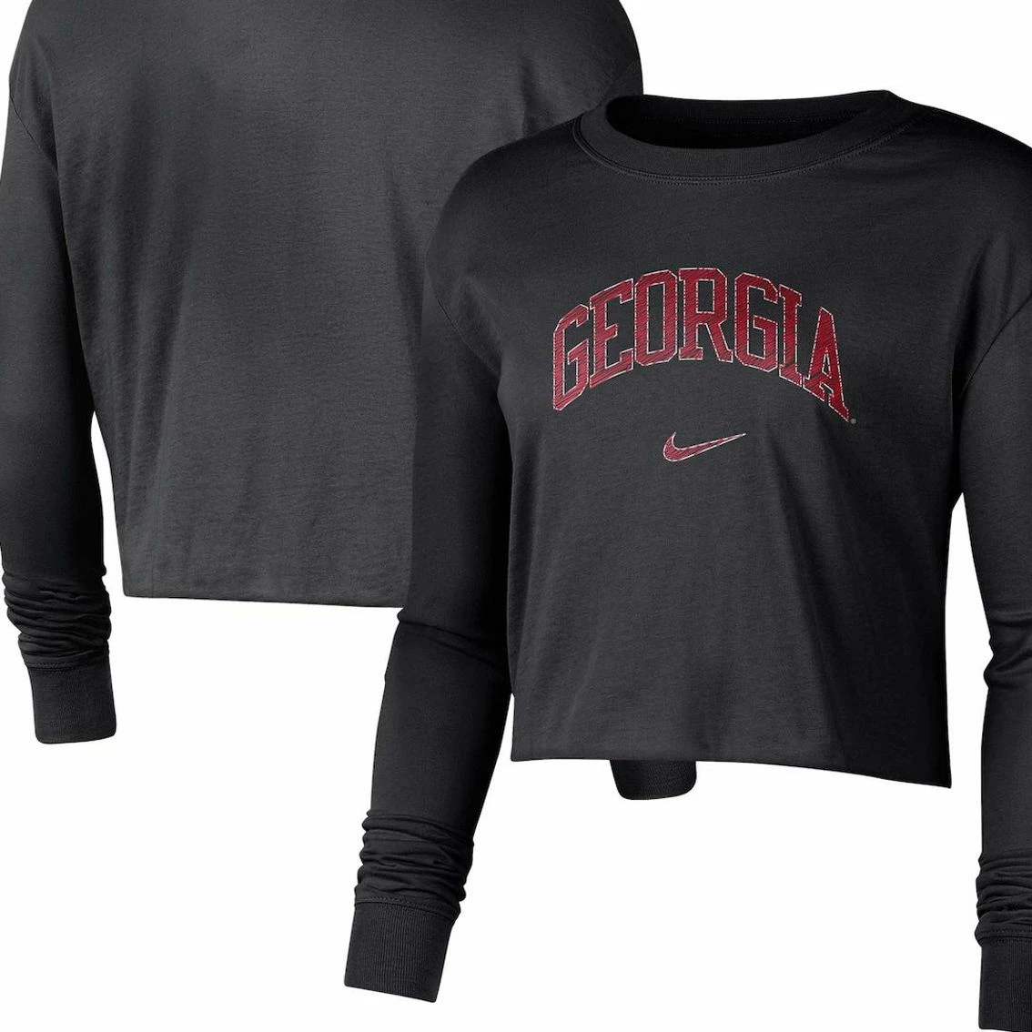 Nike Women's Black Georgia Bulldogs 2-Hit Cropped Long Sleeve Logo T-Shirt 1 Nike Women's Black Georgia Bulldogs 2-Hit Cropped Long Sleeve Logo T-Shirt
