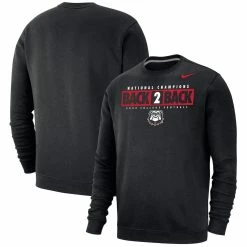 Men's Nike Black Georgia Bulldogs Back-To-Back College Football Playoff National Champions Local Club Crewneck Sweatshirt