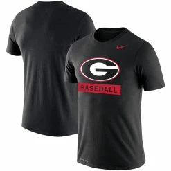 Nike Men's Black Georgia Bulldogs Baseball Logo Stack Legend Performance T-Shirt