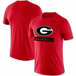 Nike Men's Red Georgia Bulldogs Baseball Logo Stack Legend Performance T-Shirt