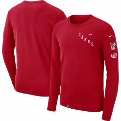 Men's Nike Red Georgia Bulldogs Repeat Logo 2-Hit Long Sleeve T-Shirt