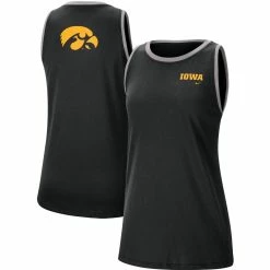 Nike Women's Black/Gray Iowa Hawkeyes High Neck 2-Hit Performance Tank Top
