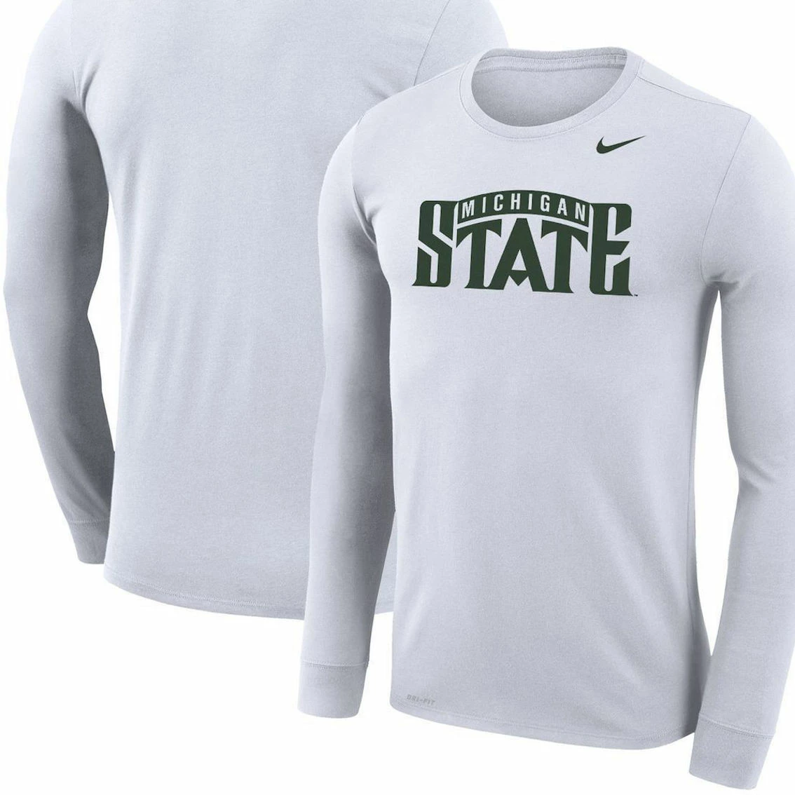 Nike Men's White Michigan State Spartans School Wordmark Logo Performance Legend Long Sleeve T-Shirt 1 Nike Men's White Michigan State Spartans School Wordmark Logo Performance Legend Long Sleeve T-Shirt