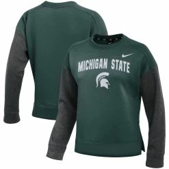Nike Women's Green/Charcoal Michigan State Spartans Campus Dolman Pullover Sweatshirt