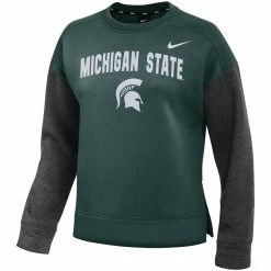 Nike Women's Green/Charcoal Michigan State Spartans Campus Dolman Pullover Sweatshirt -Nike Sales DSCO1136759406 2041 ALT2