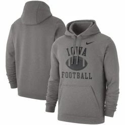 Men's Nike Heathered Gray Iowa Hawkeyes Football Club Pullover Hoodie
