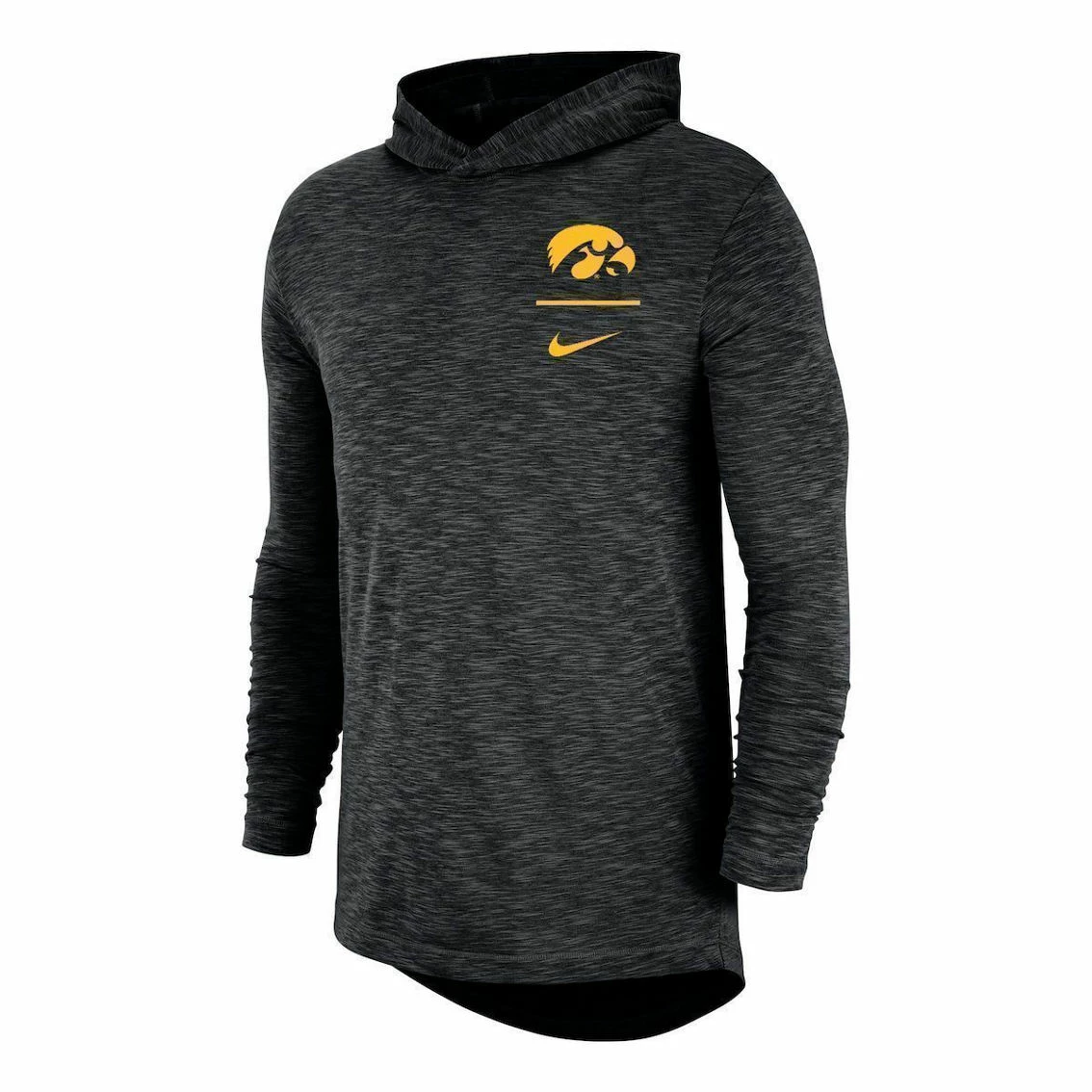 Nike Men's Black Iowa Hawkeyes Slub Performance Long Sleeve Hoodie T-Shirt 3 Nike Men's Black Iowa Hawkeyes Slub Performance Long Sleeve Hoodie T-Shirt - Image 3