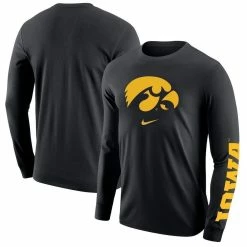 Nike Men's Black Iowa Hawkeyes Team Lockup 2-Hit Long Sleeve T-Shirt