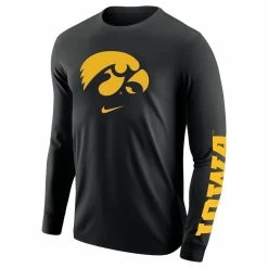 Nike Men's Black Iowa Hawkeyes Team Lockup 2-Hit Long Sleeve T-Shirt -Nike Sales DSCO1136766446 1007 ALT2