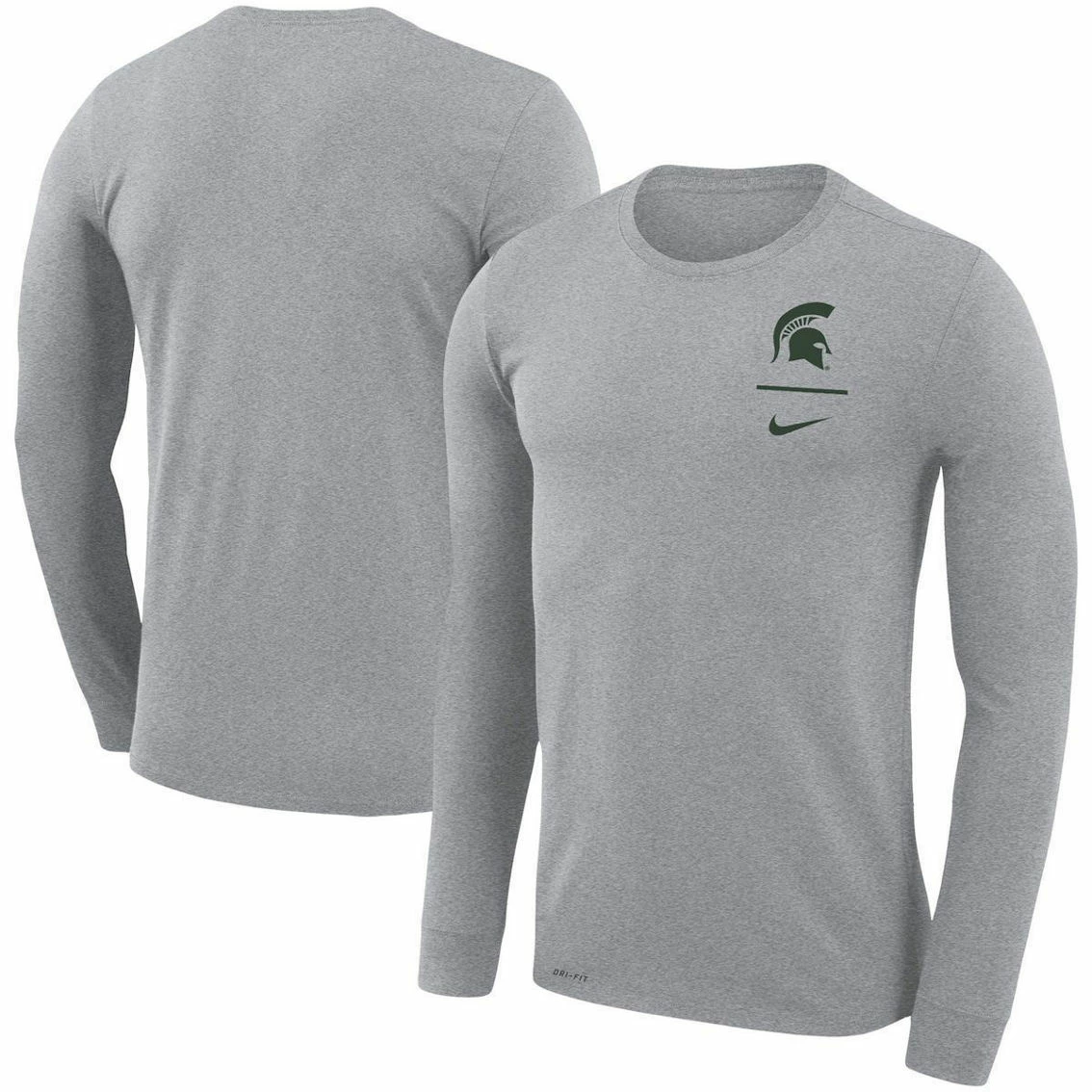 Nike Men's Gray Michigan State Spartans Logo Stack Legend Performance Long Sleeve T-Shirt 2 Nike Men's Gray Michigan State Spartans Logo Stack Legend Performance Long Sleeve T-Shirt - Image 2