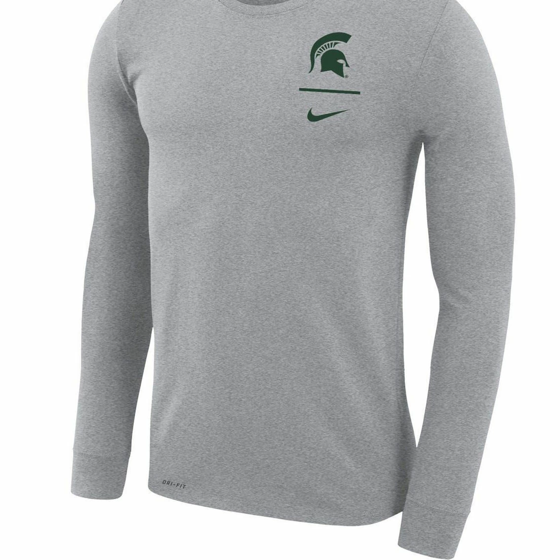 Nike Men's Gray Michigan State Spartans Logo Stack Legend Performance Long Sleeve T-Shirt 3 Nike Men's Gray Michigan State Spartans Logo Stack Legend Performance Long Sleeve T-Shirt - Image 3