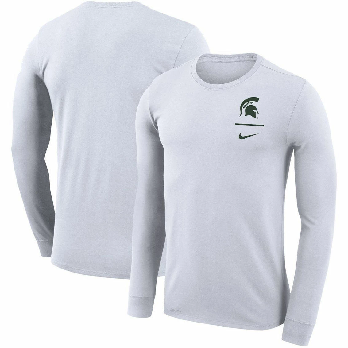 Men's Nike White Michigan State Spartans Logo Stack Legend Performance Long Sleeve T-Shirt 2 Men's Nike White Michigan State Spartans Logo Stack Legend Performance Long Sleeve T-Shirt - Image 2