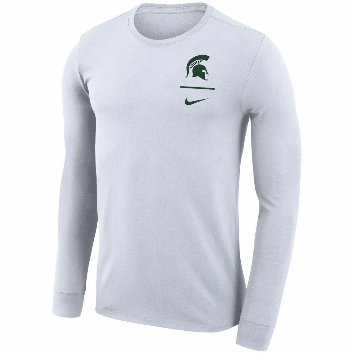 Men's Nike White Michigan State Spartans Logo Stack Legend Performance Long Sleeve T-Shirt 3 Men's Nike White Michigan State Spartans Logo Stack Legend Performance Long Sleeve T-Shirt - Image 3