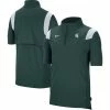 Men's Nike Green Michigan State Spartans 2021 Coaches Short Sleeve Quarter-Zip Jacket