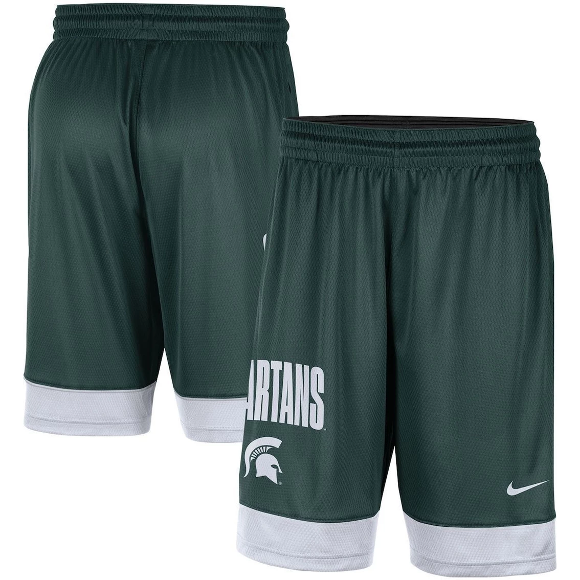 Men's Nike Green/White Michigan State Spartans Fast Break Shorts 2 Men's Nike Green/White Michigan State Spartans Fast Break Shorts - Image 2