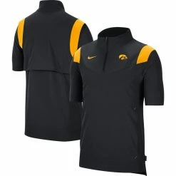 Nike Men's Black Iowa Hawkeyes 2021 Coaches Short Sleeve Quarter-Zip Jacket