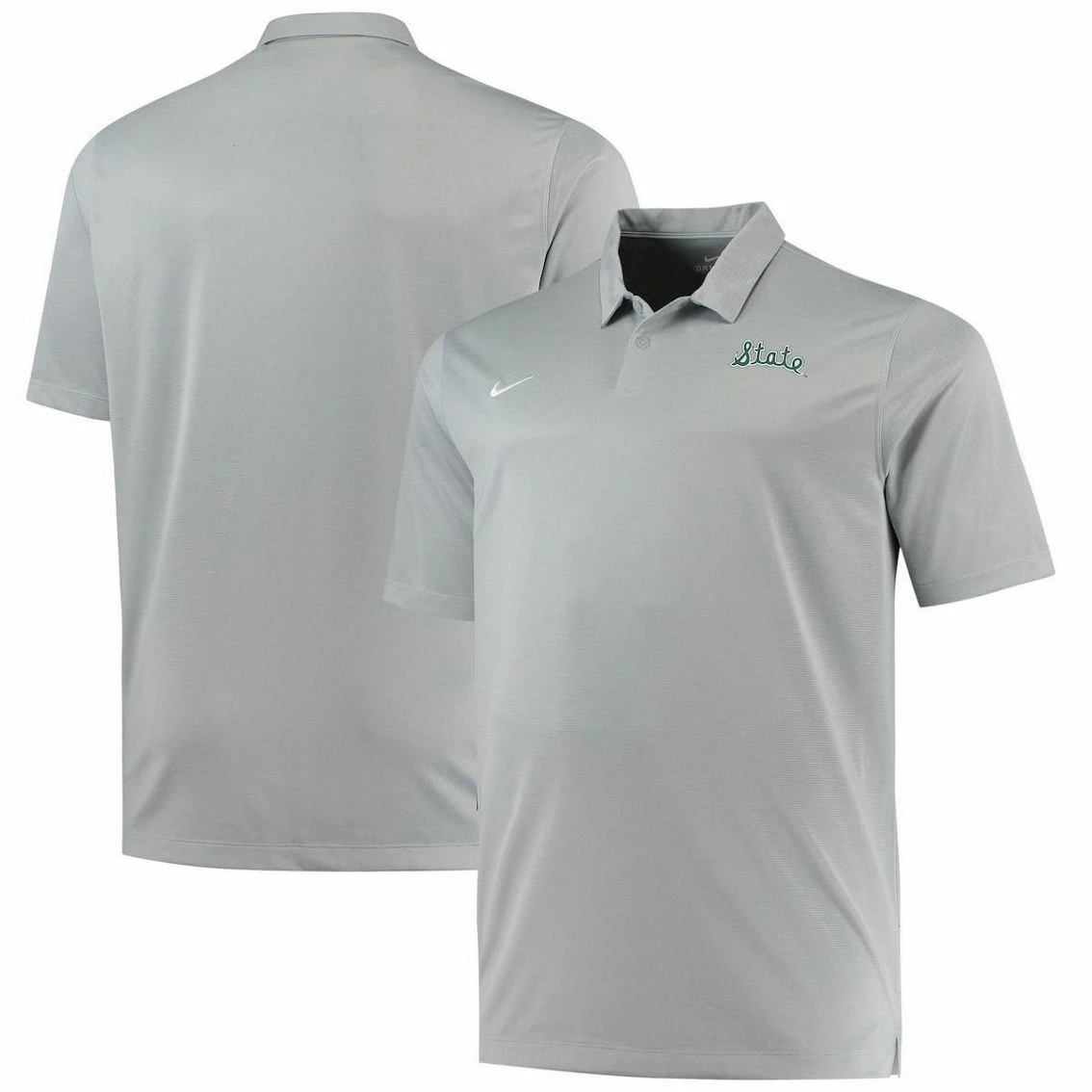 Nike Men's Heathered Gray Michigan State Spartans Big & Tall Performance Polo 2 Nike Men's Heathered Gray Michigan State Spartans Big & Tall Performance Polo - Image 2