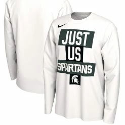 Nike Men's White Michigan State Spartans 2021 Season Basketball JUST US Bench Legend Long Sleeve T-Shirt