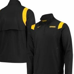 Men's Nike Black Iowa Hawkeyes 2021 Team Coach Quarter-Zip Jacket