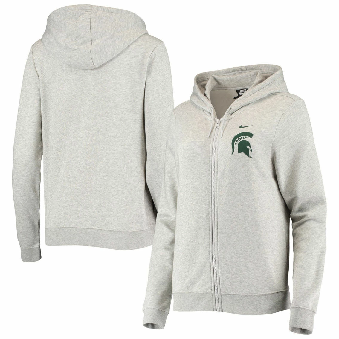 Nike Women's Heathered Gray Michigan State Spartans Varsity Fleece Full-Zip Hoodie 1 Nike Women's Heathered Gray Michigan State Spartans Varsity Fleece Full-Zip Hoodie