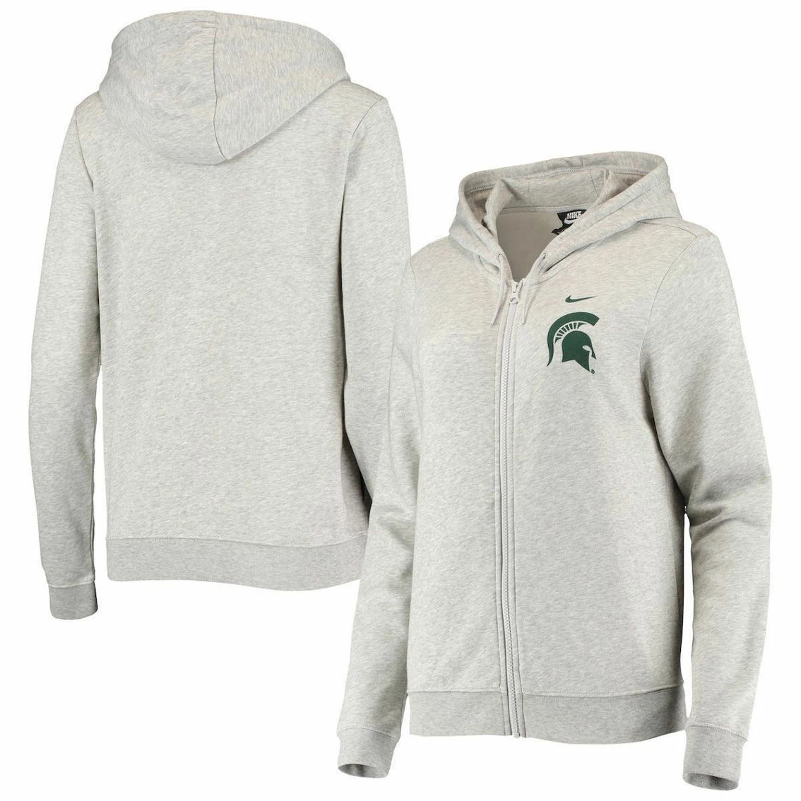 Nike Women's Heathered Gray Michigan State Spartans Varsity Fleece Full-Zip Hoodie 2 Nike Women's Heathered Gray Michigan State Spartans Varsity Fleece Full-Zip Hoodie - Image 2