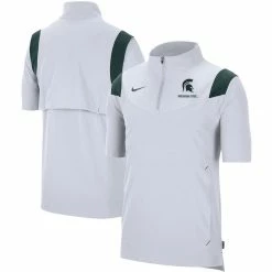 Nike Men's White Michigan State Spartans Coach Short Sleeve Quarter-Zip Jacket