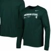 Nike Men's Green Michigan State Spartans Team Practice Performance Long Sleeve T-Shirt