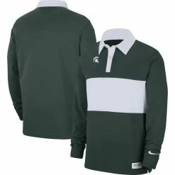 Nike Men's Green Michigan State Spartans Striped Long Sleeve Polo