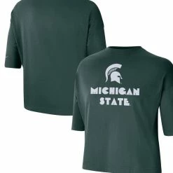 Nike Women's Green Michigan State Spartans Crop Performance T-Shirt