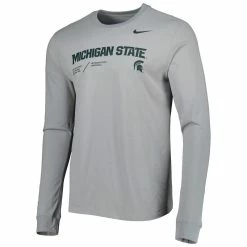 Nike Men's Gray Michigan State Spartans Team Practice Performance Long Sleeve T-Shirt -Nike Sales DSCO1147089318 1927 ALT2
