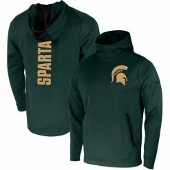 Nike Men's Green Michigan State Spartans 2-Hit Performance Pullover Hoodie