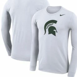 Nike Men's White Michigan State Spartans School Logo Legend Performance Long Sleeve T-Shirt