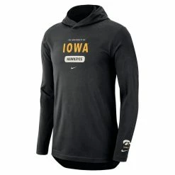 Nike Men's Black Iowa Hawkeyes Team Stack Tri-Blend Performance Long Sleeve Hoodie T-Shirt -Nike Sales DSCO1147482180 1007 ALT2