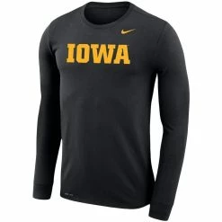 Nike Men's Black Iowa Hawkeyes School Wordmark Logo Performance Legend Long Sleeve T-Shirt -Nike Sales DSCO1148302018 1007 ALT2
