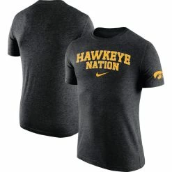 Men's Nike Black Iowa Hawkeyes 2-Hit Tri-Blend Performance T-Shirt