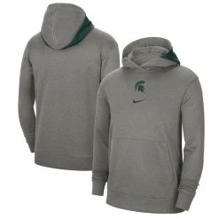 Nike Men's Heather Gray Michigan State Spartans Team Basketball Spotlight Performance Pullover Hoodie