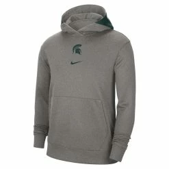 Nike Men's Heather Gray Michigan State Spartans Team Basketball Spotlight Performance Pullover Hoodie -Nike Sales DSCO1148314260 1927 ALT2