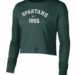 Women's Nike Green Michigan State Spartans Est. Cropped Long Sleeve T-Shirt -Nike Sales DSCO1148321622 2041 ALT2