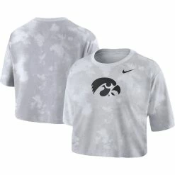 Nike Women's White Iowa Hawkeyes Tie-Dye Cropped T-Shirt