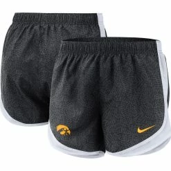Nike Women's Black/White Iowa Hawkeyes Performance Tempo Shorts