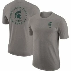 Nike Men's Heather Gray Michigan State Spartans Logo 2-Hit Tri-Blend T-Shirt